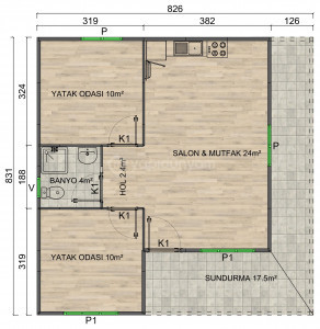 KAMPANYALI TEK KATLI PREFABRİK EV | 2+1 - 69m2