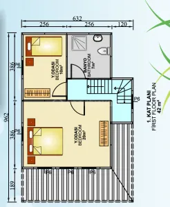 Kampanyalı Prefabrik Villa  | 101m2  Dubleks Prefabrik Villa  2+2