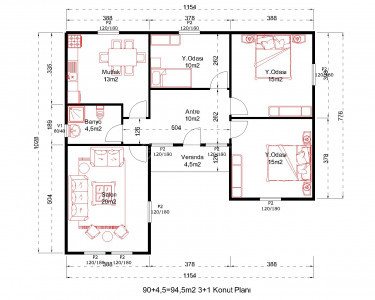 3+1,94 m2, VERANDALI DAĞ,BAĞ,YAZ,KIŞ OTURULABİLECEK KONUT