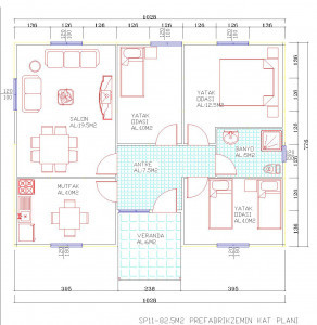 82m² 3+1 ÇİFT CUMBALI AMERİKAN TARZ ŞIK KONFORLU PREFABRİK