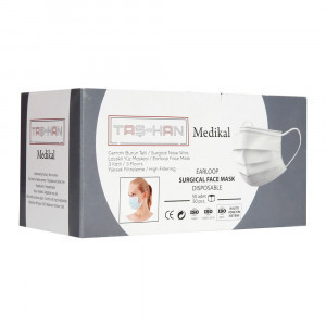 Taş-Han Cerrahi 3 Katlı Burun Telli Lastikli Yüksek Filtre Maske 50'li