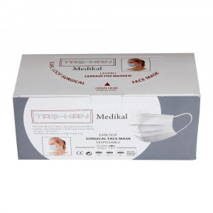 Taş-Han Cerrahi 3 Katlı Burun Telli Lastikli Yüksek Filtre Maske 50'li