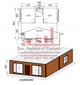42 m² 2+1 DIŞ AHŞAP DESENLİ BETOPAN, İÇ PVC KONUT