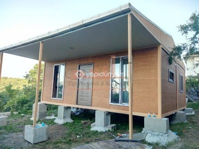 42 m² 2+1 ÇATI+VERANDALI DIŞ AHŞAP DESENLİ BETOPAN, İÇ PVC KONUT