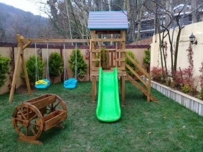 ANAOKULLARI İÇİN UYGUN AHŞAP ÇOCUK OYUN PARKI