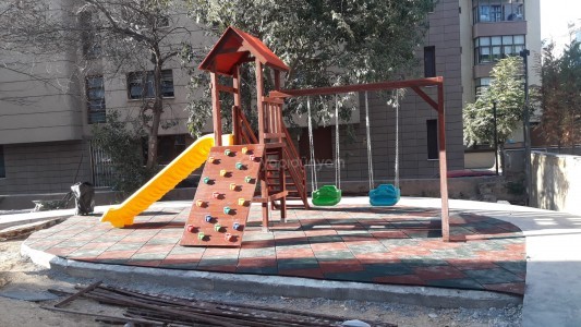 TEK KULELİ DÜZ KAYDIRAKLI DAĞCI TIRMANMALI AHŞAP ÇOCUK OYUN PARKI