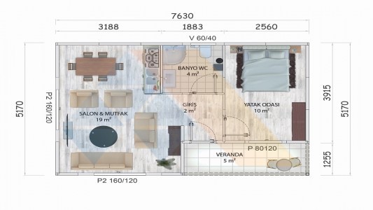40 m² TEK KATLI KONUT