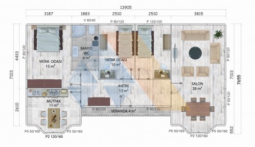 98 m² TEK KATLI KONUT