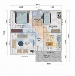 74 m² TEK KATLI KONUT