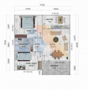 62 m² TEK KATLI KONUT