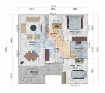 100 m² TEK KATLI KONUT