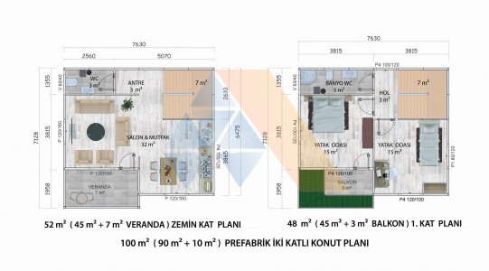 100 m² İKİ KATLI KONUT