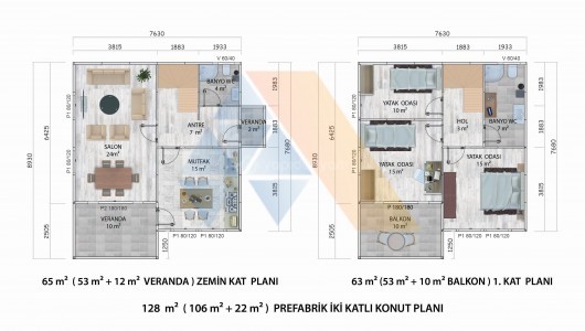 128 m² İKİ KATLI KONUT