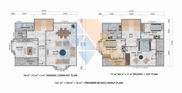 155 m² İKİ KATLI KONUT
