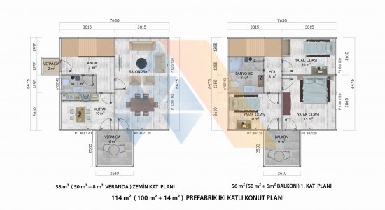 114 m² İKİ KATLI KONUT