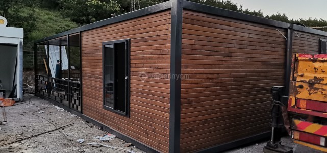 600X800 48 M2 ÖZEL ÜRETİM AHŞAP KAPLAMA BAĞ BAHÇE KONUT KONTEYNER