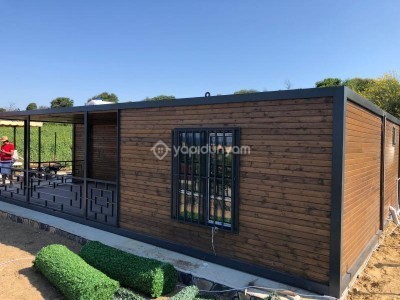 48 M2 2+1 WC DUŞ MUTFAKLI ÖZEL ÜRETİM AHŞAP KAPLAMA KONUT KONTEYNER