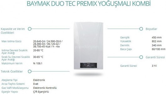 BAYMAK DUOTEC COMPACT 30 26.144 kcal/h Premix Yoğuşmalı Kombi