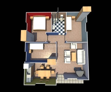 73m2 3+1 FONKSİYONEL PREFABRİK KONUT