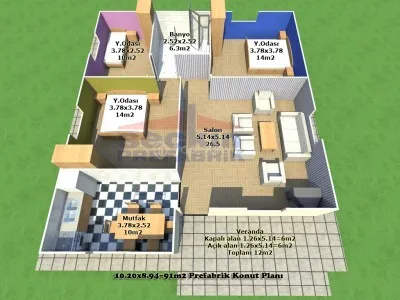 91m2 3+1FONKSİYONEL İDEAL KULLANIŞLI KONFORLU KONUT