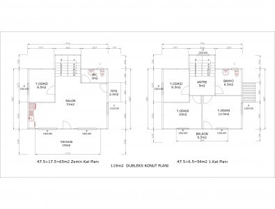 119m2 PREFABRİK ŞIK,KULLANIŞLI DUBLEKS