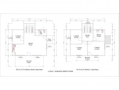 119m2 PREFABRİK ŞIK,KULLANIŞLI DUBLEKS