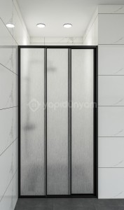 Siyah Duşkabin Mika Camlı Teknesiz Düz 1 sabit 2 sürgülü