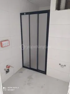 Siyah Duşkabin Mika Camlı Teknesiz Düz 1 sabit 2 sürgülü