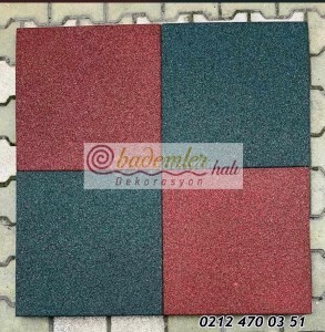 Dış  Mekan Karo Kauçuk Zemin Kaplama 40x40 Bordo Siyah Yeşil Renkler